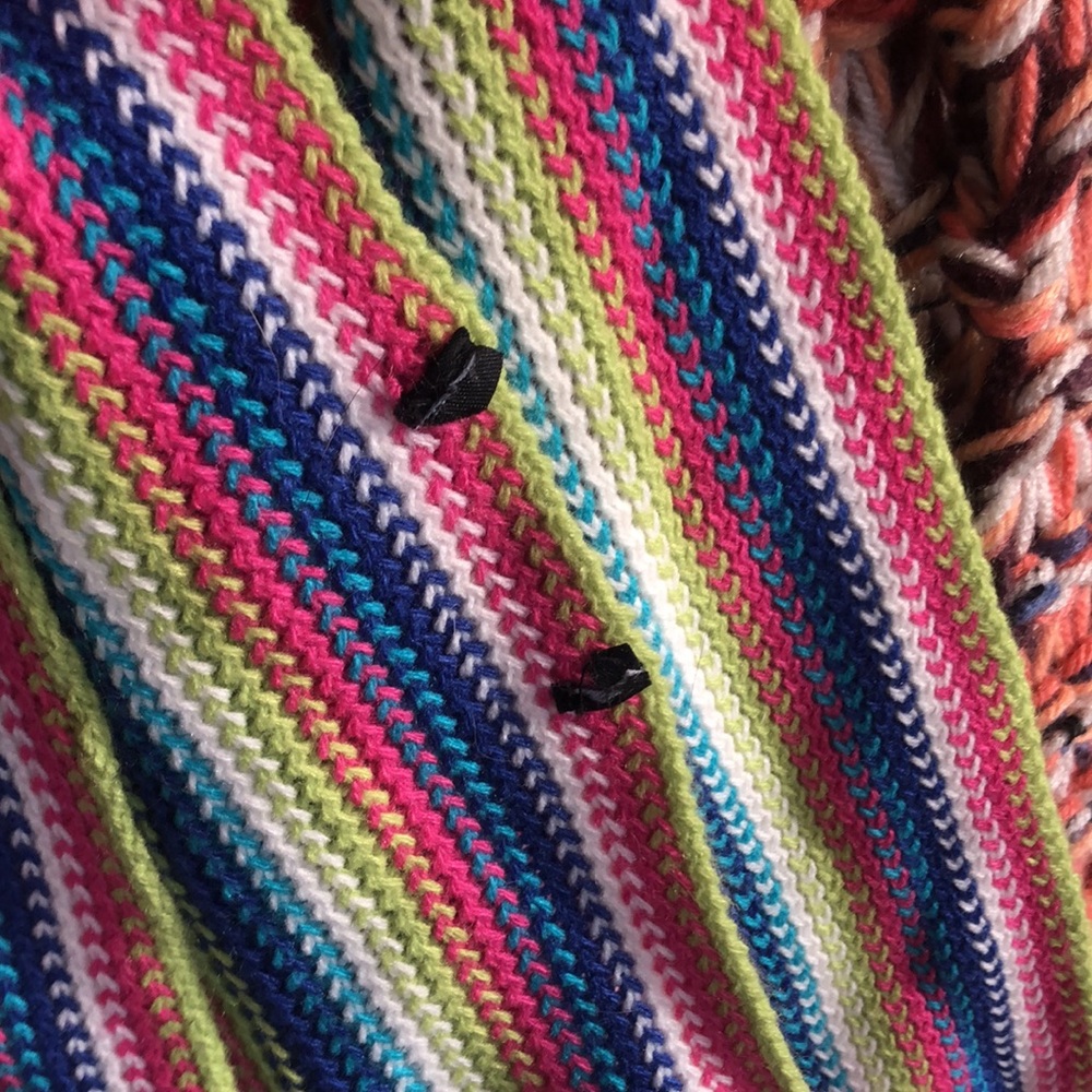 Women winter SCARVES lot of 2 , handmade chunky peach pink blue & bright stripes - Picture 4 of 7